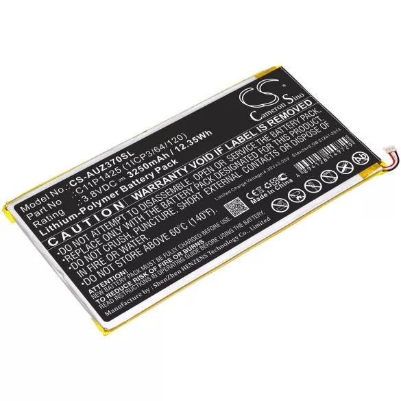Utángyártott Asus Tablet Li-Polymer akkumulátor 3.8V 3250mAh 0B200-01510100, C11P1425 (1ICP3/64/120) - CameronSino