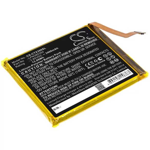 Utángyártott Crosscall mobil Li-Polymer akkumulátor 3.85V 3400mAh LPN385350 - CameronSino