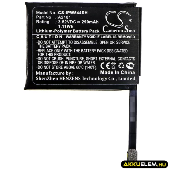 Utángyártott Apple Okosóra Li-Polymer akkumulátor 3.82V 290mAh A2181 - CameronSino