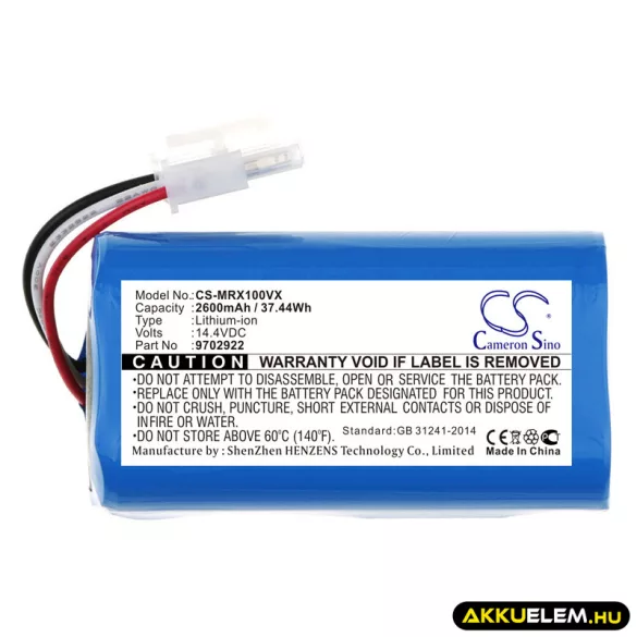 Utángyártott Miele porszívó Li-ion akkumulátor 14.4V 2600mAh 9702922, 9702925 - CameronSino
