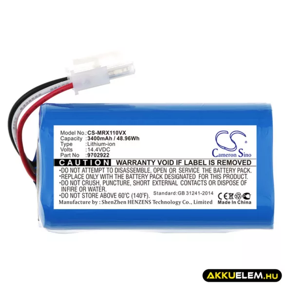 Utángyártott Miele porszívó Li-ion akkumulátor 14.4V 3400mAh 9702922, 9702925 - CameronSino