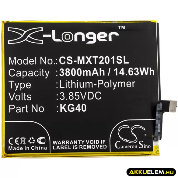 Utángyártott Motorola mobil Li-Polymer akkumulátor 3.85V 3800mAh KG40 - CameronSino