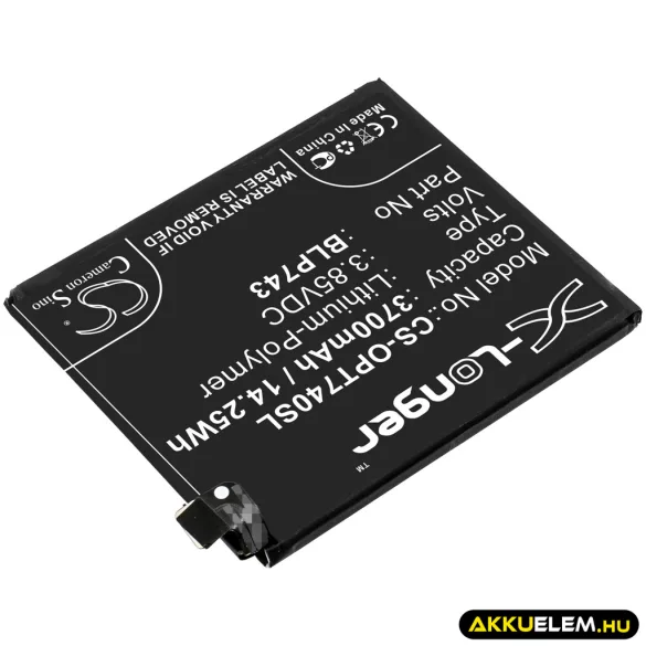 Utángyártott OnePlus mobil Li-Polymer akkumulátor 3.85V 3700mAh BLP743 - CameronSino
