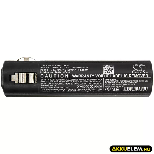 Utángyártott Pelican Zseblámpa Li-ion akkumulátor 3.7V 3400mAh 7060-301-001, 7060-301-000E - CameronSino