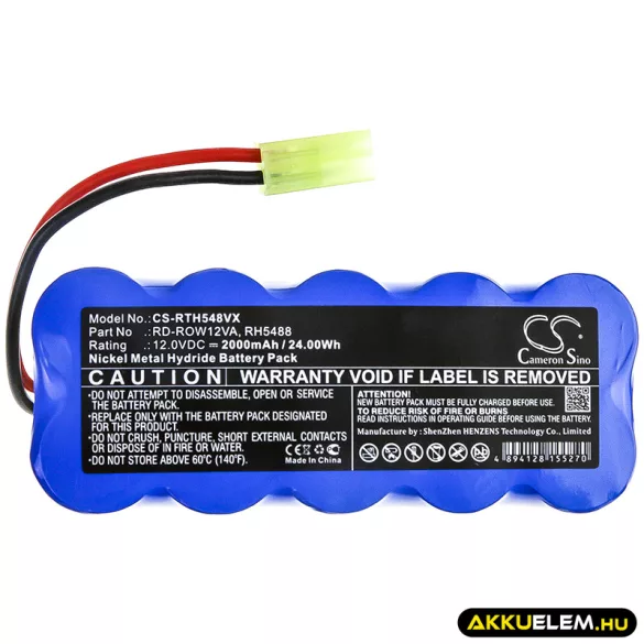 Utángyártott Rowenta porszívó Ni-MH akkumulátor 12V 2000mAh RD-ROW12VA, RH5488 - CameronSino