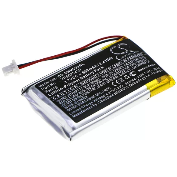 Utángyártott Sena Vezeték nélküli fejhallgató Li-Polymer akkumulátor 3.7V 650mAh YP802542P - CameronSino
