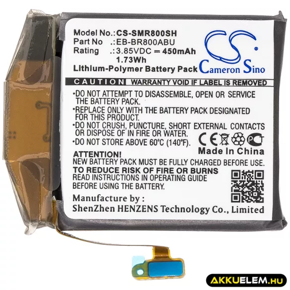 Utángyártott Samsung Okosóra Li-Polymer akkumulátor 3.85V 450mAh EB-BR800ABU, GH43-04855A - CameronSino