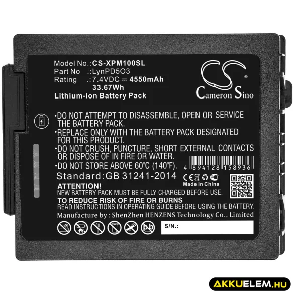 Utángyártott Zebra Tablet Li-ion akkumulátor 7.4V 4550mAh LynPD5O3, 0B23-023U000P - CameronSino