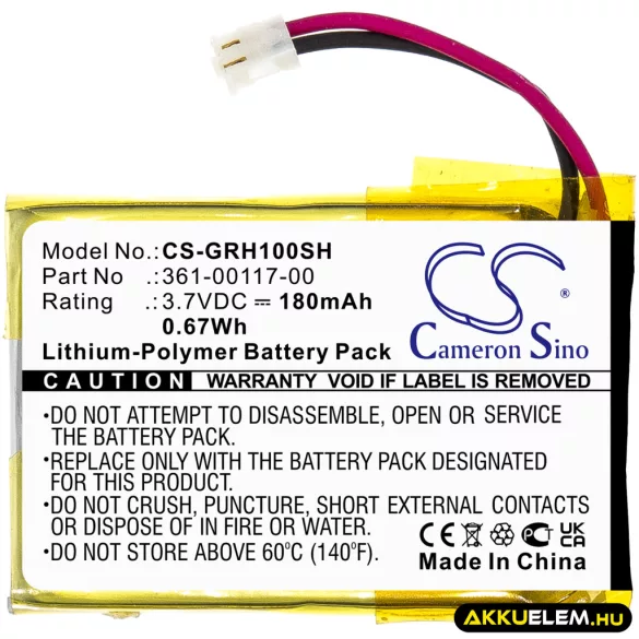 Utángyártott Garmin Okosóra Li-Polymer akkumulátor 3.7V 180mAh 361-00117-00 - CameronSino