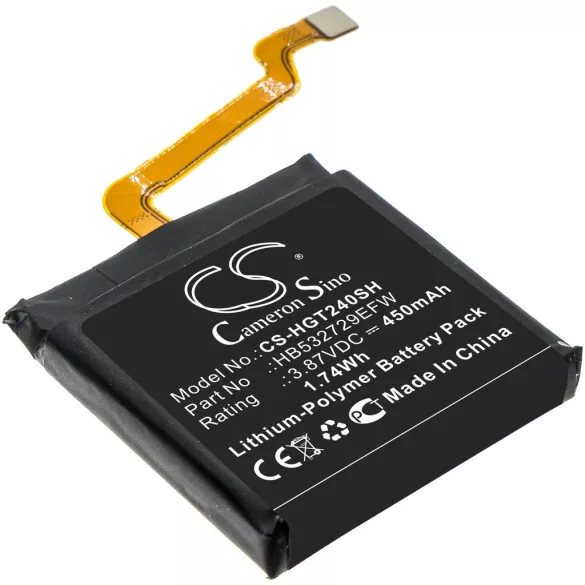 Utángyártott Huawei Okosóra Li-Polymer akkumulátor 3.87V 450mAh HB532729EFW, HB532729EFW-A - CameronSino