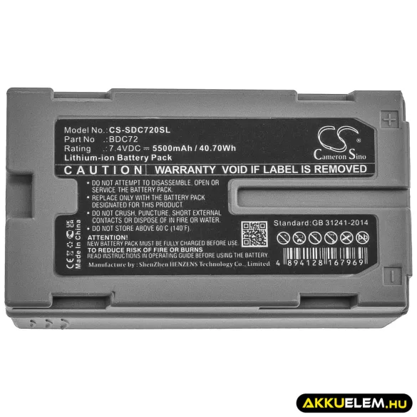 Utángyártott Sokkia egyéb Li-ion akkumulátor 7.4V 5500mAh BDC72 - CameronSino