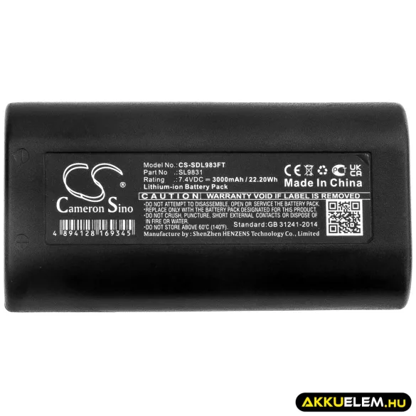 Utángyártott SeaLife Zseblámpa Li-ion akkumulátor 7.4V 3000mAh SL9831 - CameronSino