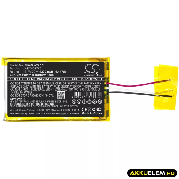 Utángyártott SteelSeries Vezeték nélküli fejhallgató Li-Polymer akkumulátor 3.7V 1200mAh AEC503759 - CameronSino