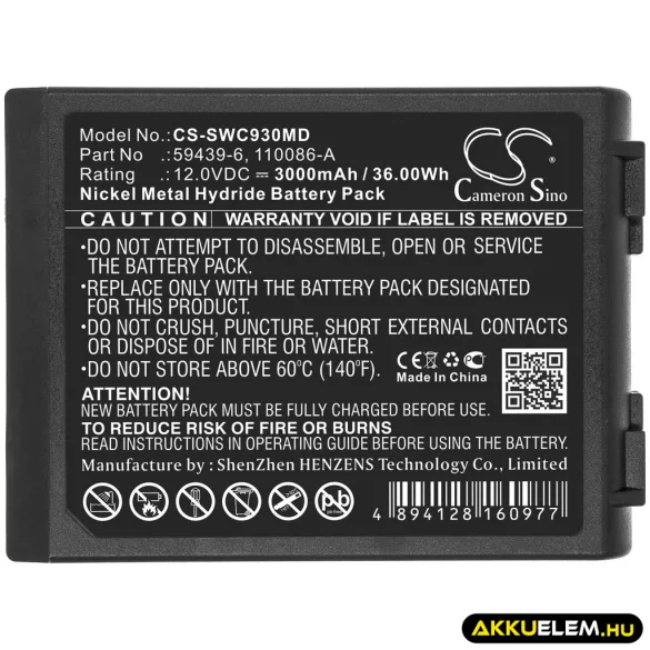 Utángyártott Simonson-Wheel Orvosi Ni-MH akkumulátor 12V 3000mAh 59439-6, 110086-A - CameronSino