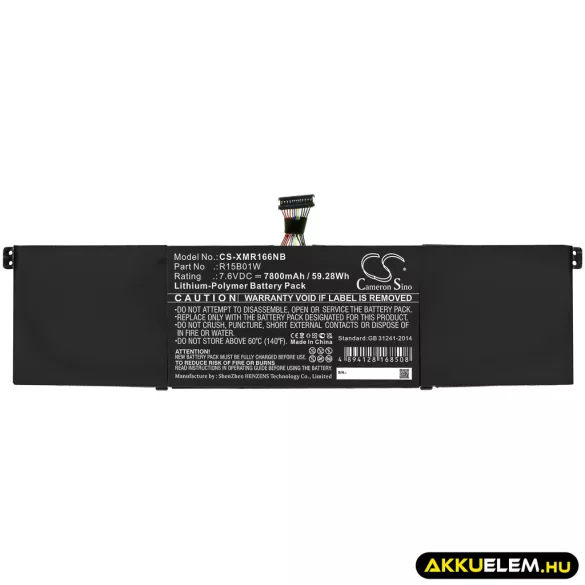 Utángyártott Xiaomi laptop Li-Polymer akkumulátor 7.6V 7800mAh R15B01W - CameronSino