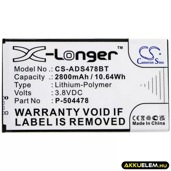 Utángyártott ADT Riasztó rendszer Li-Polymer akkumulátor 3.8V 2800mAh P-504478 - CameronSino