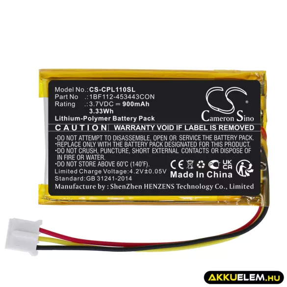 Utángyártott CalAmp GPS Li-Polymer akkumulátor 3.7V 900mAh 1BF112-453443CON - CameronSino