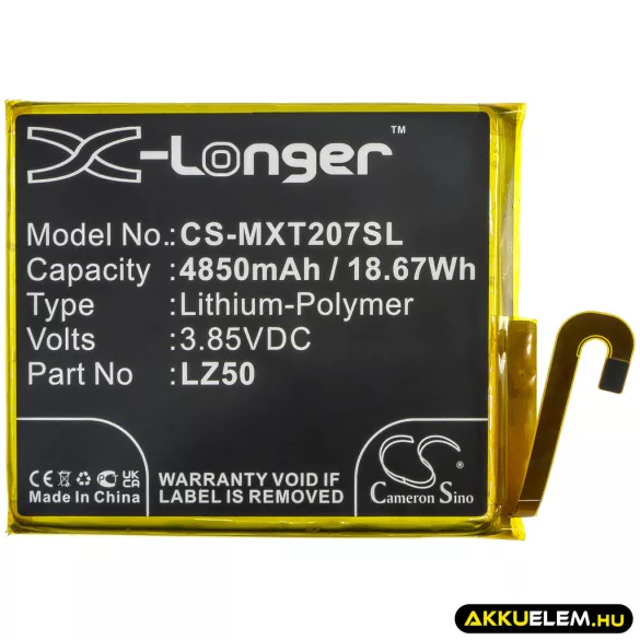 Utángyártott Motorola mobil Li-Polymer akkumulátor 3.85V 4850mAh LZ50, SB18C74374 - CameronSino