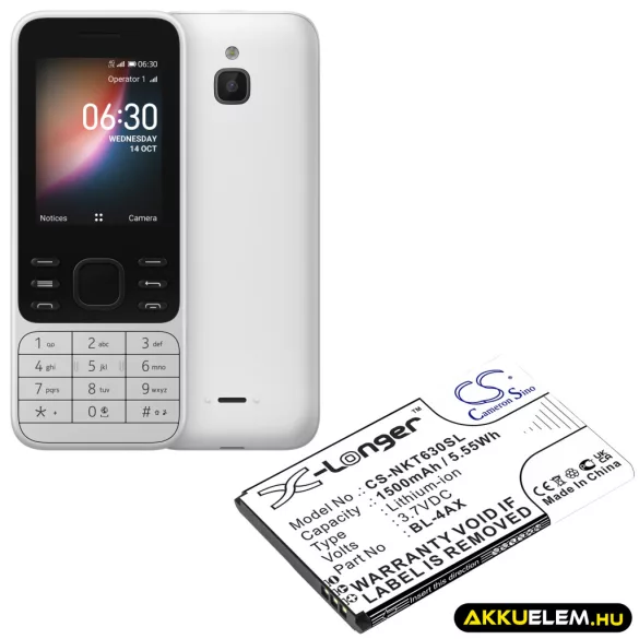 Utángyártott Nokia mobil Li-ion akkumulátor 3.7V 1500mAh BL-4AX, BL-4XL - CameronSino