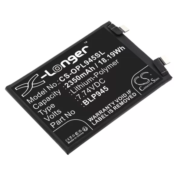 Utángyártott OnePlus mobil Li-Polymer akkumulátor 7.74V 2350mAh BLP945 - CameronSino