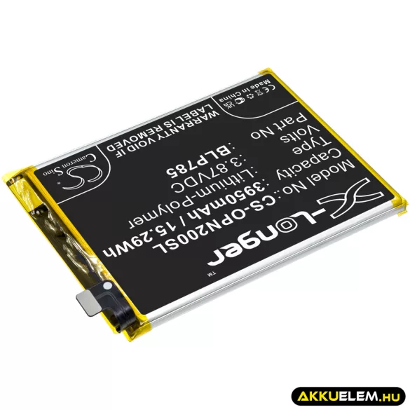 Utángyártott OnePlus mobil Li-Polymer akkumulátor 3.87V 3950mAh BLP785 - CameronSino