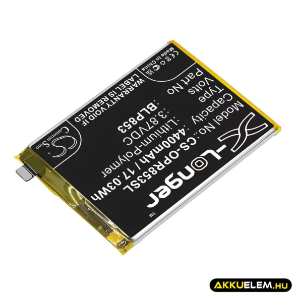 Utángyártott Oppo mobil Li-Polymer akkumulátor 3.87V 4400mAh BLP853 - CameronSino