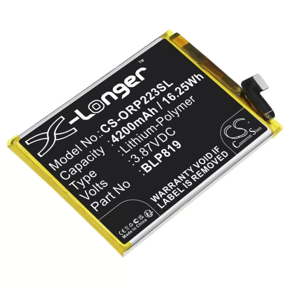 Utángyártott Oppo mobil Li-Polymer akkumulátor 3.87V 4200mAh BLP819 - CameronSino
