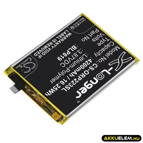 Utángyártott Oppo mobil Li-Polymer akkumulátor 3.87V 4200mAh BLP819 - CameronSino