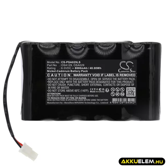 Utángyártott PowerSonic Vészvilágítás Ni-CD akkumulátor 6V 8000mAh OSA129, OSA029 - CameronSino