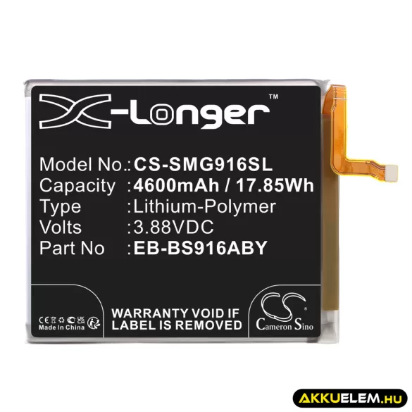 Utángyártott Samsung mobil Li-Polymer akkumulátor 3.88V 4600mAh EB-BS916ABY, GH82-30470A - CameronSino