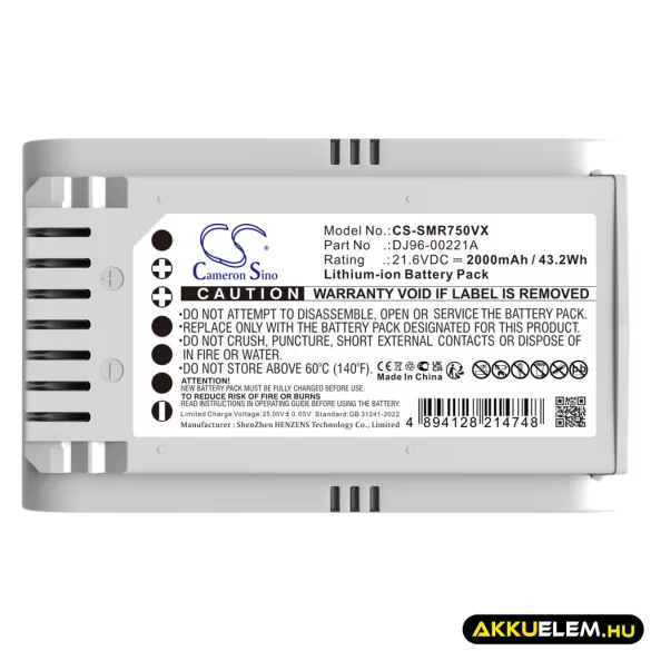 Utángyártott Samsung porszívó Li-ion akkumulátor 21.6V 2000mAh - CameronSino