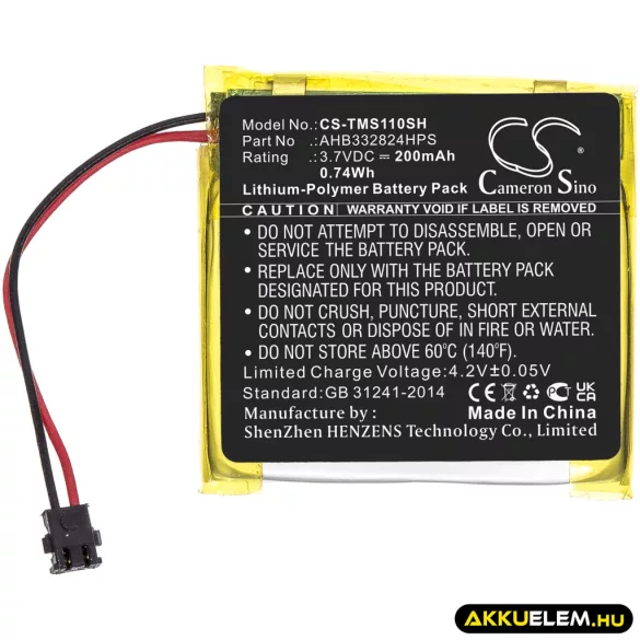 Utángyártott TomTom Okosóra Li-Polymer akkumulátor 3.7V 200mAh AHB332824HPS - CameronSino
