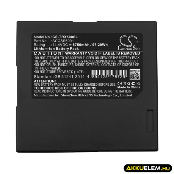 Utángyártott Trimble egyéb Li-ion akkumulátor 14.4V 6750mAh ACCSS6001 - CameronSino