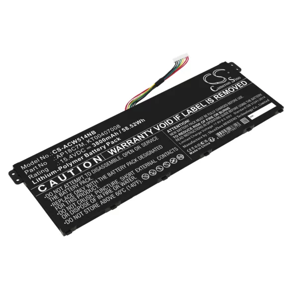 Utángyártott Acer laptop Li-Polymer akkumulátor 15.4V 3800mAh AP18C7M, KT00407008 - CameronSino