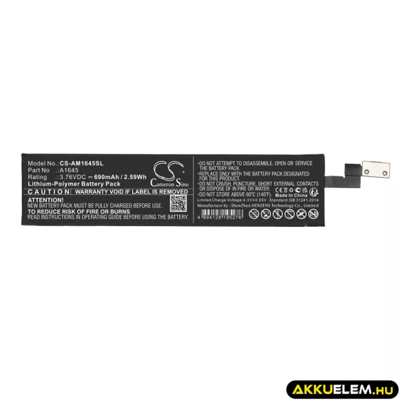 Utángyártott Apple Billentyűzet Li-Polymer akkumulátor 3.76V 690mAh 210000004542,  A1645 - CameronSino