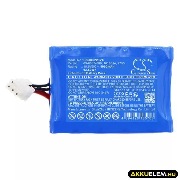 Utángyártott Bissell porszívó Li-ion akkumulátor 18.5V 5000mAh 69-0083-006, 1618614 - CameronSino