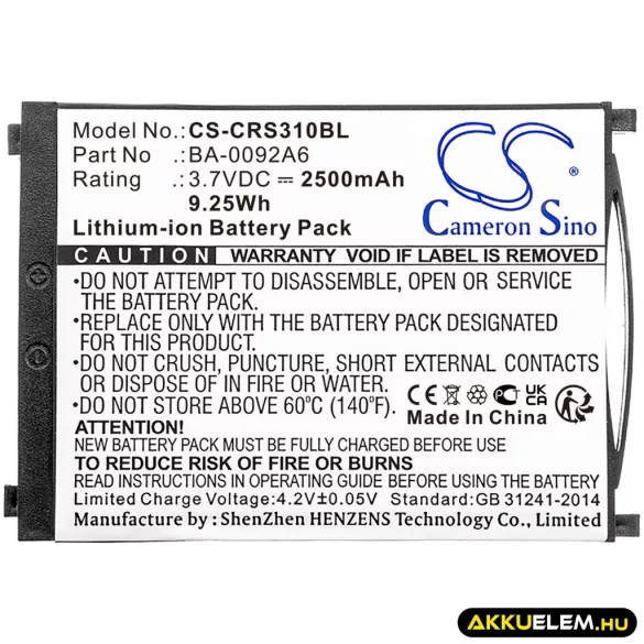 Utángyártott CipherLab Vonalkód szkenner Li-ion akkumulátor 3.7V 2500mAh BA-0092A6, BA-0093A0 - CameronSino