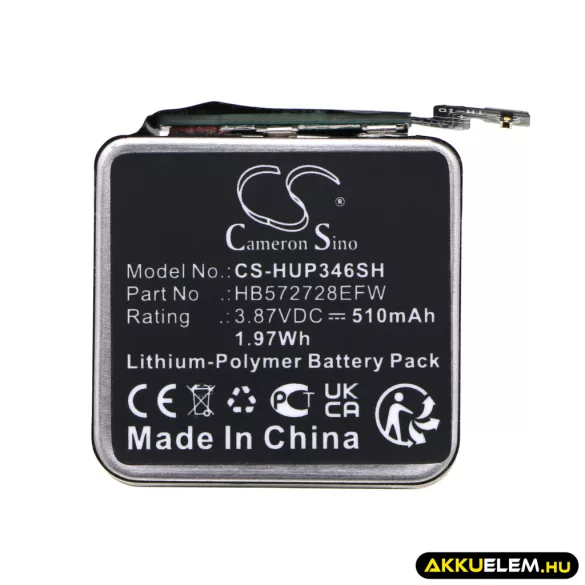 Utángyártott Huawei Okosóra Li-Polymer akkumulátor 3.87V 510mAh HB572728EFW - CameronSino