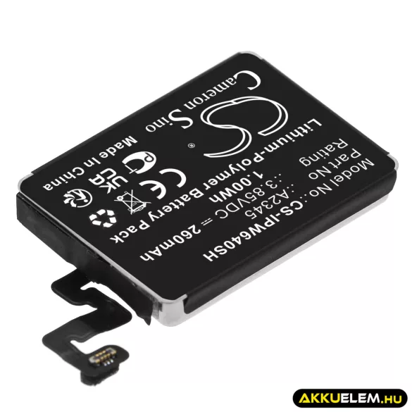 Utángyártott Apple Okosóra Li-Polymer akkumulátor 3.85V 260mAh A2345 - CameronSino