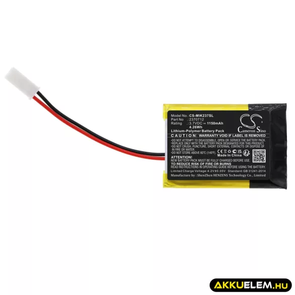 Utángyártott MINN KOTA Távirányító Li-Polymer akkumulátor 3.7V 1150mAh 2370712 - CameronSino