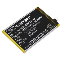   Utángyártott Oppo mobil Li-Polymer akkumulátor 3.87V 4750mAh BLP851 - CameronSino