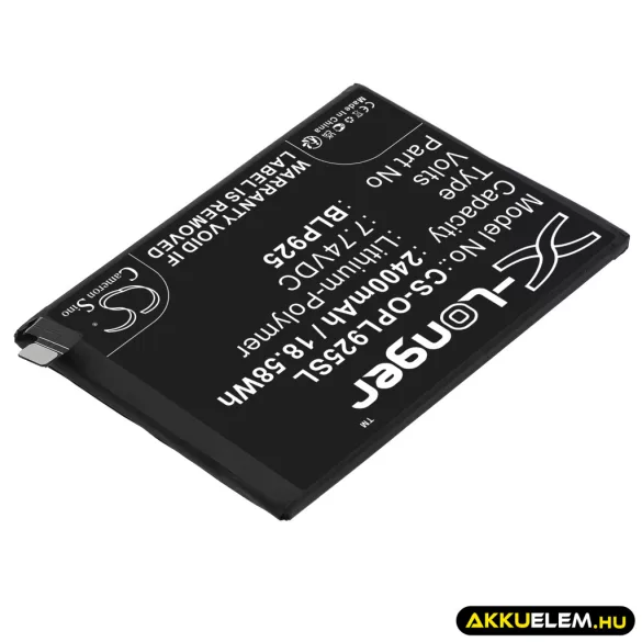 Utángyártott Oppo mobil Li-Polymer akkumulátor 7.74V 2400mAh BLP925 - CameronSino