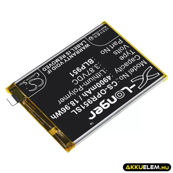 Utángyártott Oppo mobil Li-Polymer akkumulátor 3.87V 4900mAh BLP951 - CameronSino