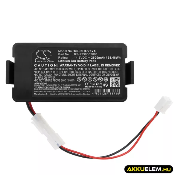 Utángyártott Rowenta porszívó Li-ion akkumulátor 14.8V 2600mAh RS-2230002091, 6.32.40.13-0 - CameronSino