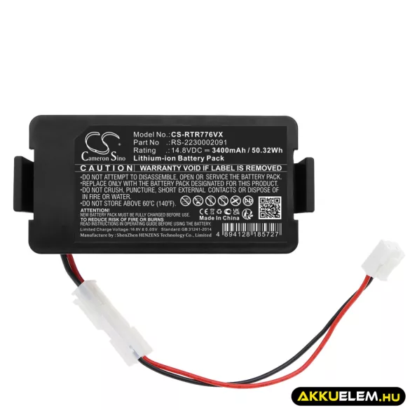 Utángyártott Rowenta porszívó Li-ion akkumulátor 14.8V 3400mAh RS-2230002091, 6.32.40.13-0 - CameronSino