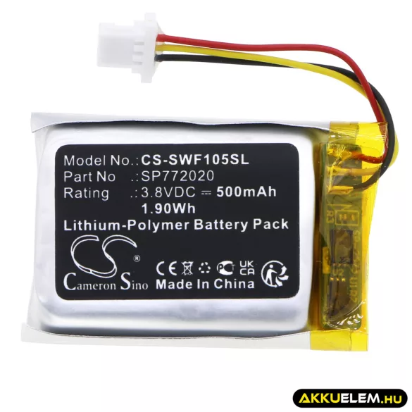 Utángyártott Sony Vezeték nélküli fejhallgató Li-Polymer akkumulátor 3.8V 500mAh SP772020 - CameronSino