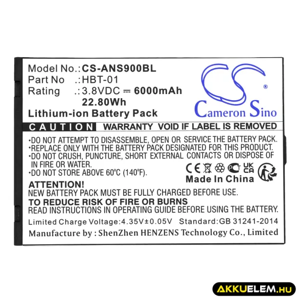 Utángyártott Aisino Fizetési terminál Li-ion akkumulátor 3.8V 6000mAh HBT-01 - CameronSino