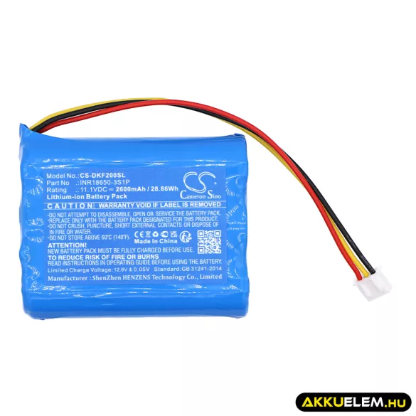 Utángyártott DOCKIN hangszóró Li-ion akkumulátor 11.1V 2600mAh INR18650-3S1P - CameronSino
