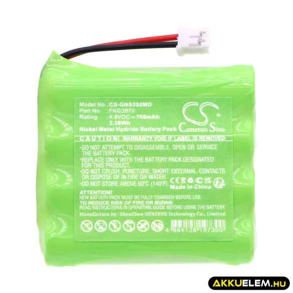 Utángyártott Globus Orvosi Ni-MH akkumulátor 4.8V 700mAh FKG3870 - CameronSino