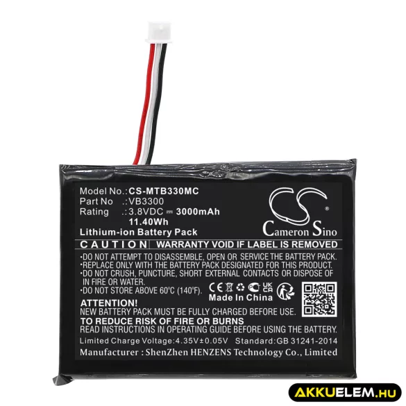 Utángyártott Motorola Testkamera Li-ion akkumulátor 3.8V 3000mAh VB3300 - CameronSino